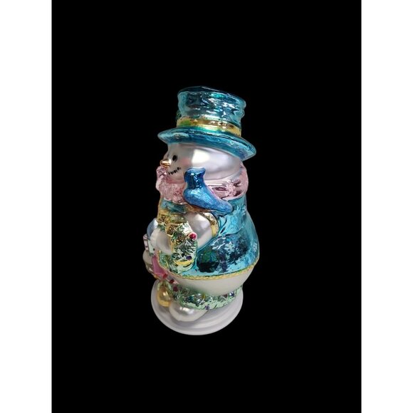 Cracker Barrel Mercury Glass Snowman. 18”x12” Handblown Glass, Hand Painted - Picture 2 of 5